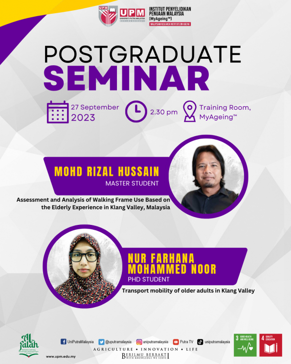 Invitation To Malaysian Research Institute On Ageing (Myageing™) Postgraduate Seminar