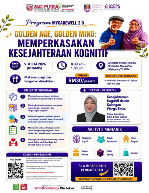 Program MYCAREWELL 2.0 Golden Age, Golden Mind: Memperkasakan Kesejahteraan Kognitif Warga Emas
